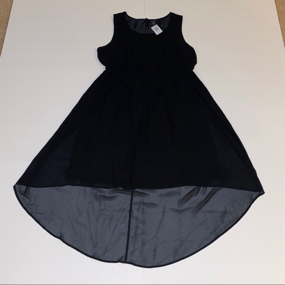 black high-low mid maxi dress